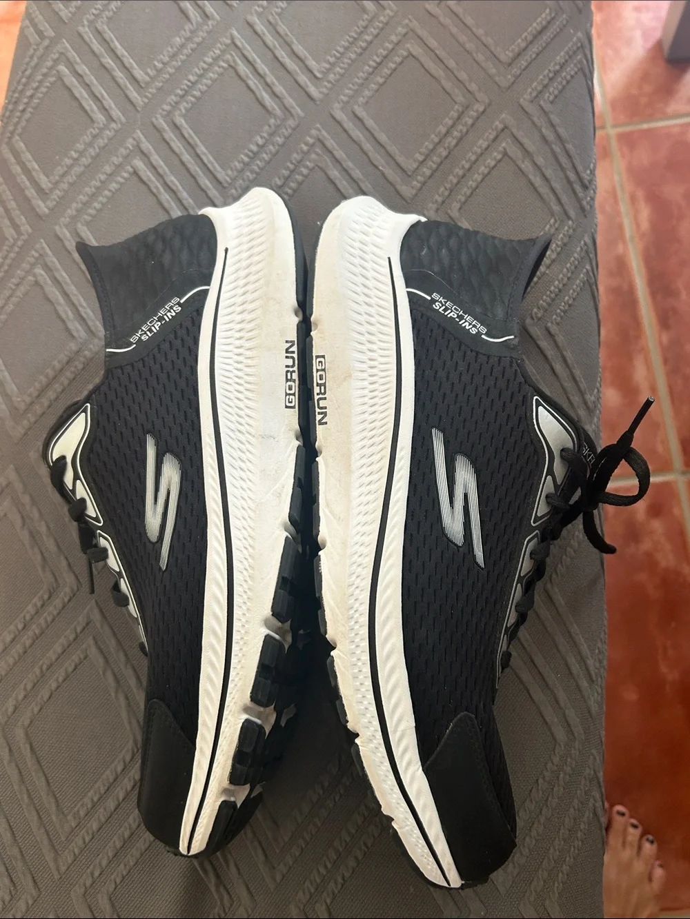 Skechers Men’s Black Athletic Slip-Ins with White Sole